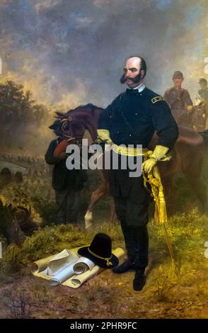 General Ambrose Burnside at Antietam (1863) Painting by Emanuel Leutze Stock Photo