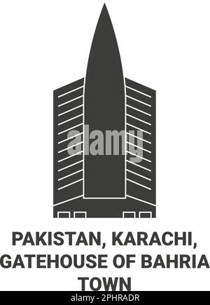 Pakistan, Karachi, Gatehouse Of Bahria Town travel landmark vector illustration Stock Vector