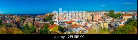 Sunset view of rooftops of Greek town Chania at Crete island. Stock Photo