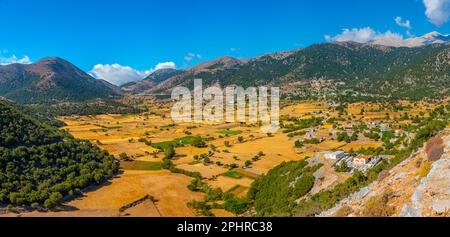 Panorama view of agricultural landscape of Greek island Crete Stock ...