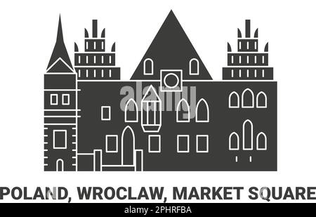 Poland, Wroclaw, Market Square, travel landmark vector illustration Stock Vector