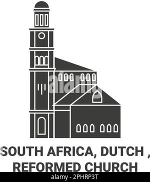 South Africa, Dutch , Reformed Church travel landmark vector illustration Stock Vector