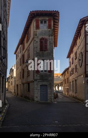 an old narrow building in the center of Bayonne France Stock Photo