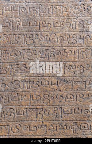 Velaikkara slab inscriptions at the quadrangle of Polonnaruwa ruins, Sri Lanka. Stock Photo