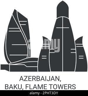 Azerbaijan, Baku, Flame Towers travel landmark vector illustration Stock Vector