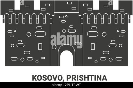 Kosovo, Prishtina, travel landmark vector illustration Stock Vector