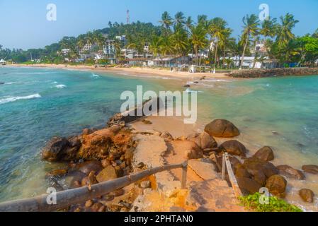 Mirissa beach viewed from the Parrot rock at Sri Lanka. Stock Photo