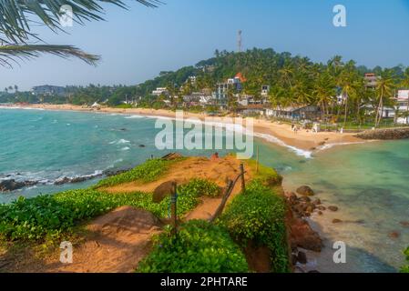 Mirissa beach viewed from the Parrot rock at Sri Lanka. Stock Photo