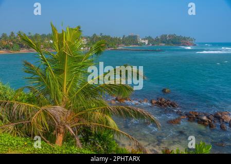 Mirissa beach viewed from the Parrot rock at Sri Lanka. Stock Photo