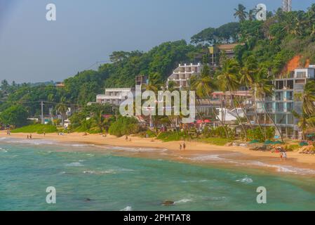 Mirissa beach viewed from the Parrot rock at Sri Lanka. Stock Photo