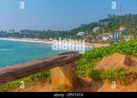 Mirissa beach viewed from the Parrot rock at Sri Lanka. Stock Photo