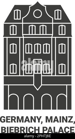 Germany, Mainz, Biebrich Palace travel landmark vector illustration Stock Vector