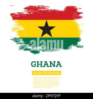 Ghana Flag with Brush Strokes. Vector Illustration. Independence Day. Stock Vector