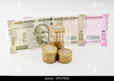 Indian rupees currency on white background Stock Photo