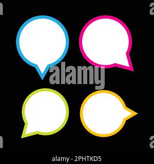 Set of speech bubbles. Vector illustration. Isolated on black background. Stock Vector