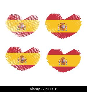 Spain flag in heart shape on white background. Vector Illustration. Stock Vector