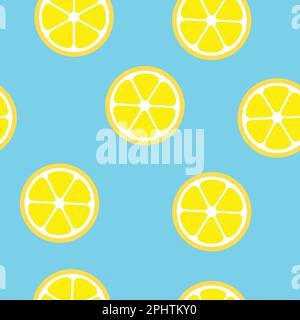 Lemons Pattern. Blue Vector Seamless pattern or background with lemon illustrations Stock Vector