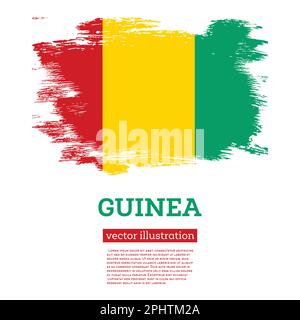 Guinea Flag with Brush Strokes. Vector Illustration. Independence Day. Stock Vector