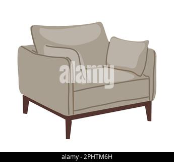 Retro vintage arm chair design vector isolated . Stock Vector