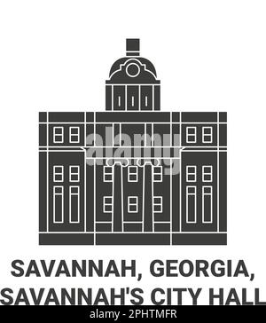 United States, Savannah, Georgia, Savannah's City Hall travel landmark vector illustration Stock Vector