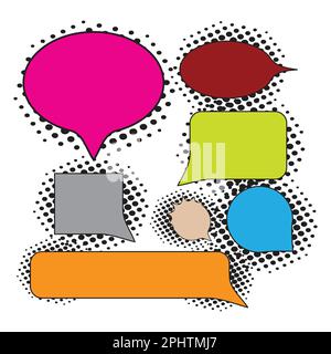 Set of speech bubbles in pop art style. Colorful vector illustration. Stock Vector