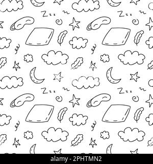 Doodle sleep night items pattern Stock Vector