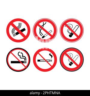 No smoking sign set on white background. Vector illustration. Stock Vector