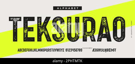 Texture font and grunge alphabet poster letter Vector Image