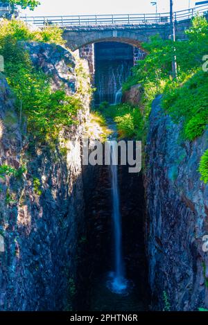 Waterfall at göta älv river in Swedish town Trollhättan. Stock Photo