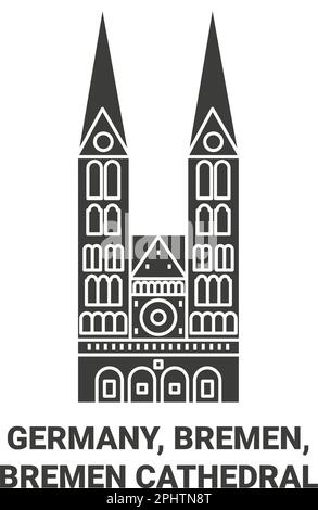 Germany, Bremen, Bremen Cathedral travel landmark vector illustration Stock Vector