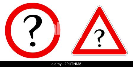 Black question mark icon in red circle and triangle Stock Vector