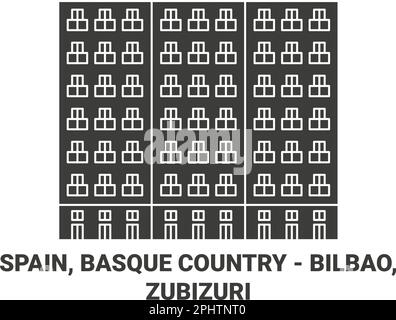 Spain, Basque Country Bilbao, Zubizuri travel landmark vector illustration Stock Vector