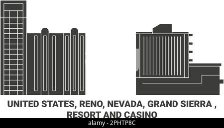 United States, Reno, Nevada, Grand Sierra , Resort And Casino travel landmark vector illustration Stock Vector