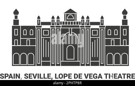 Spain, Seville, Lope De Vega Theatre, travel landmark vector ...