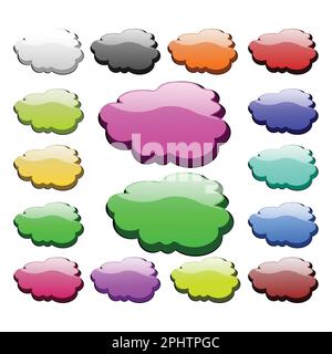 Illustration of a set of colorful clouds isolated on a white background Stock Vector