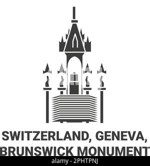 Switzerland, Geneva, Brunswick Monument travel landmark vector illustration Stock Vector