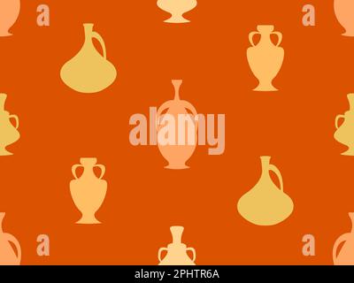 Amphora seamless pattern in vintage style. Ancient Greek jugs and amphoras. Amphora design for posters, wallpapers and printed matter. Vector illustra Stock Vector