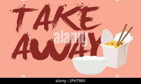 Chinese Food take Away Illustration. Vector isolated editable illustration Stock Vector