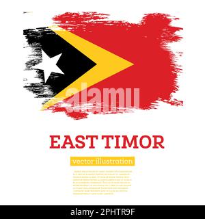 East Timor Flag with Brush Strokes. Vector Illustration. Independence Day. Stock Vector