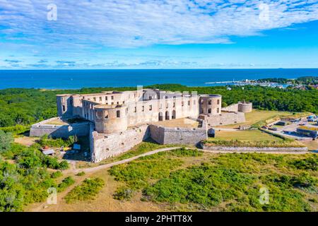 Aerial view of the Borgholm castle in Sweden. Stock Photo