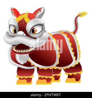 Chinese new year guardian lion. Colorful vector illustration isolated on white background. Stock Vector