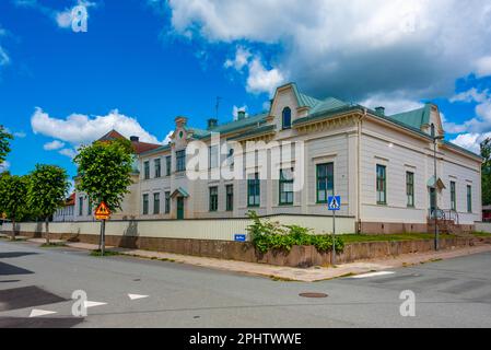 Colorful houses in Swedish town Eksjö. Stock Photo