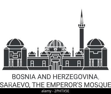 Bosnia And Herzegovina, Saraevo, The Emperor's Mosque travel landmark vector illustration Stock Vector