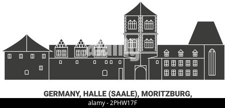 Germany, Halle Saale, Moritzburg, travel landmark vector illustration Stock Vector