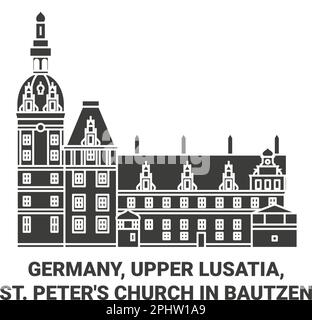 Germany, Upper Lusatia, St. Peter's Church In Bautzen travel landmark vector illustration Stock Vector