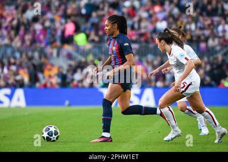 Barcelona, Italy. 29th Mar, 2023. FC Barcelona Femeni line up during a  Woman's Champions League match between FC Barcelona Femani and AS Roma Fem  at Spotify Camp Nou, in Barcelona, Spain on