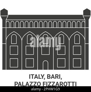 Italy, Bari, Palazzo Fizzarotti travel landmark vector illustration Stock Vector