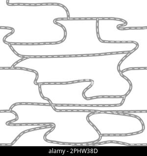 Asphalt road seamless pattern. Square to fill in details. Stock Vector