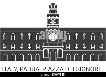 Italy, Padua, Piazza Dei Signori, travel landmark vector illustration Stock Vector