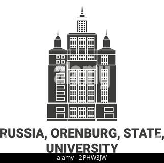 Russia, Orenburg, State, University travel landmark vector illustration Stock Vector